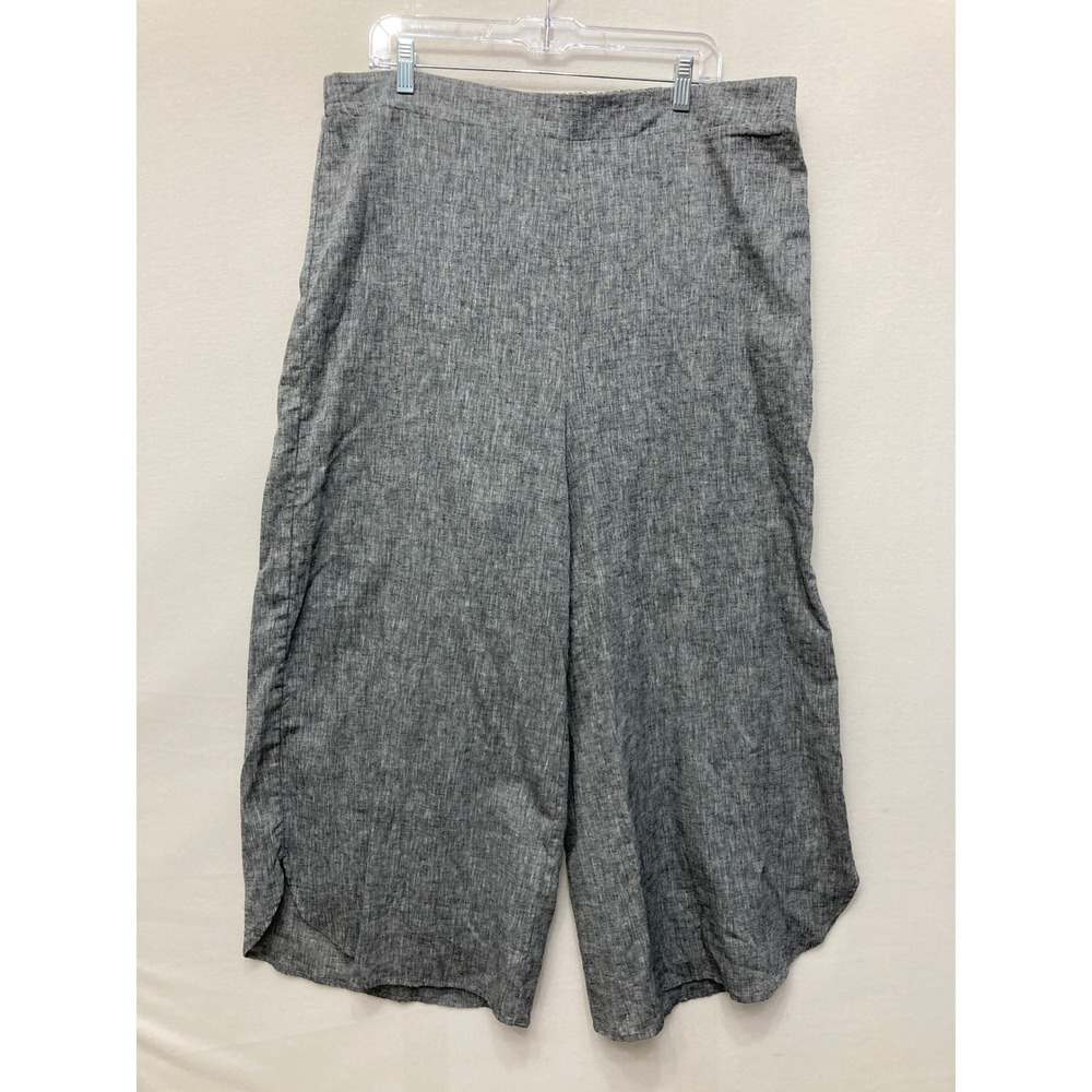 New Cynthia Rowley Wide Leg Crop Pants 1X Grey Linen Blend Vacation Casual